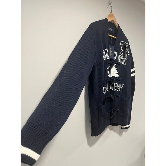 Polo Ralph Lauren Navy Cotton Academy Toggle Cardigan Sweater Size Large - Picture 5 of 10